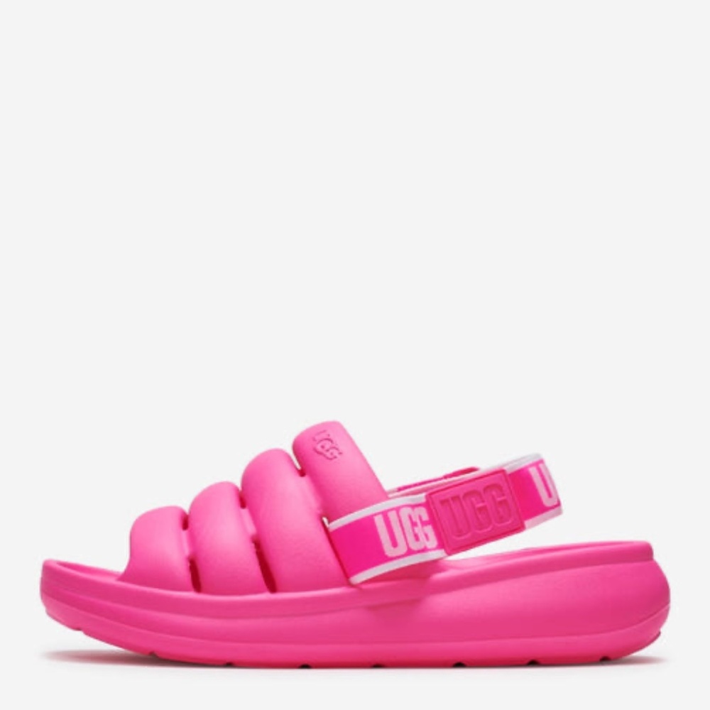 UGG Women's Shoes Sport Yeah Hot Pink Velcro Strapped & Logo Design (Size 8)
